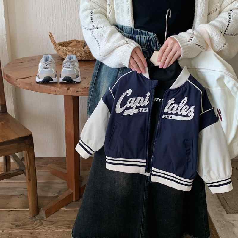 キッズ ジャケット 男の子 ボーイズ 子供服 アウター 春秋 ブルゾン ジャンパー 配色 切り替え 綿混紡 普段着 通学 90cm 100cm 110cm 120cm 130cm 140cm 150cm