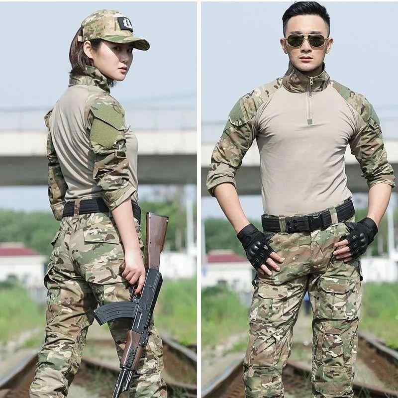 迷彩服 男性用 迷彩柄 吸湿速乾 上下セット 作業服 トレーニングウェア 春物 コットン