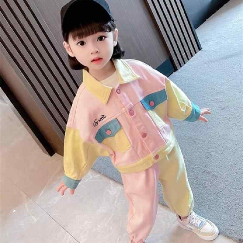 子供用セットアップ 女の子 長袖トップス 長ズボン 上下2点セット 3歳 4歳 5歳 6歳 7歳 8歳 迷彩柄 切り替え 綿 秋
