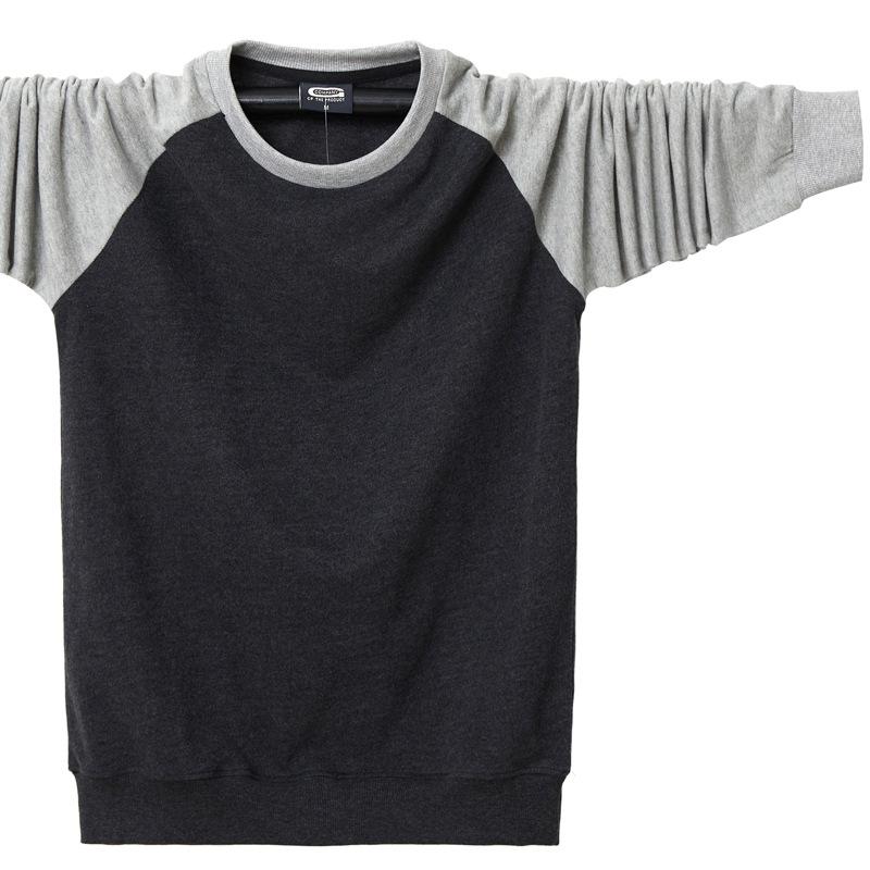 Tシャツ メンズ 学生 長袖 薄手 トップス 春秋物 ラウンドネック カットソー 配色 切り替え 大きいサイズ ゆったりサイズ