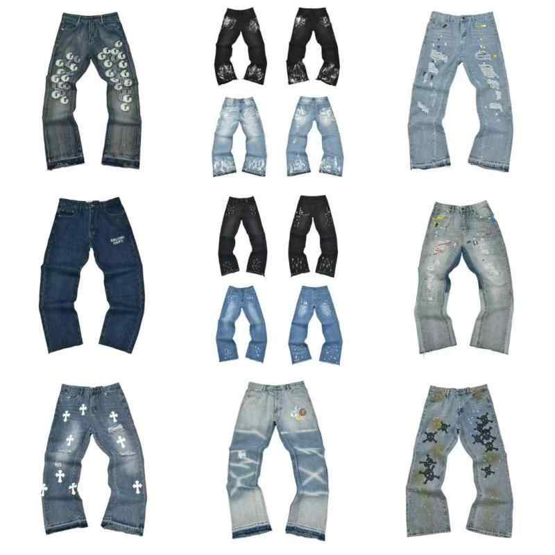 デニム メンズ ジーンズ ストレート ヴィンテージ加工 ウォッシュ加工 ワイドレッグ コットン 黒 ブラック ブルー 色落ち USED風 普段使い