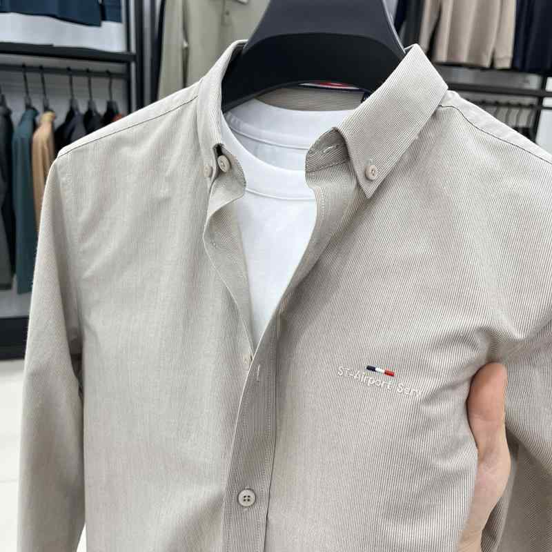 シャツ メンズ 男性用 長袖 コットンシャツ 紳士服 トップス 春秋 無地 通気性