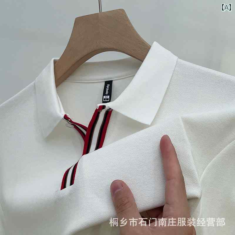 Tシャツ メンズ 男性用 長袖 トップス ポロシャツ 襟付き コットン混紡 ゆったり 40代 50代 無地 肩章付き カジュアル