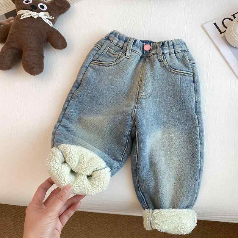 子供服 パンツ 女の子 デニムパンツ 裏起毛 冬 高学年向け ガールズ 浅藍色 小兔刺? ハイウエスト 8歳以上 140cm以上 防寒 普段着