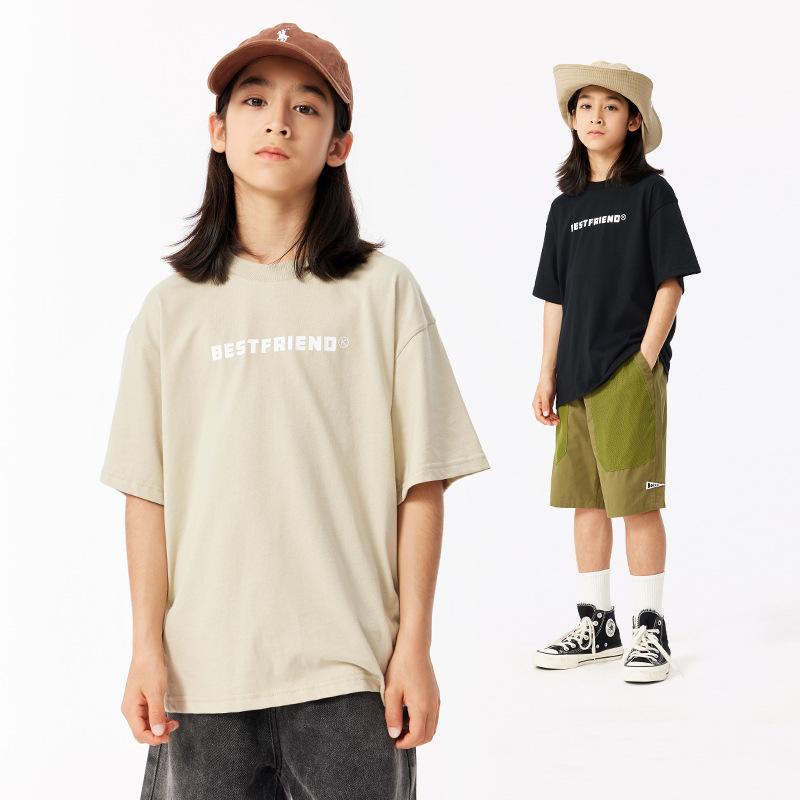 Tシャツ キッズ 子供服 男の子 女の子 半袖 Tシャツ コットン ゆったり 接触冷感 吸湿速乾 ブラック グレー系 130cm 140cm 150cm 160cm 170cm 180cm