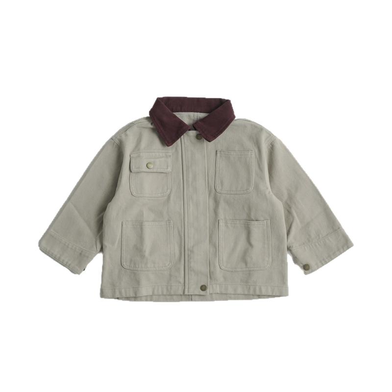 キッズ ジャケット 男の子 秋物 子供服 トップス 韓国風 おしゃれ ボーイズ アウター ワークジャケット ブルゾン コットン