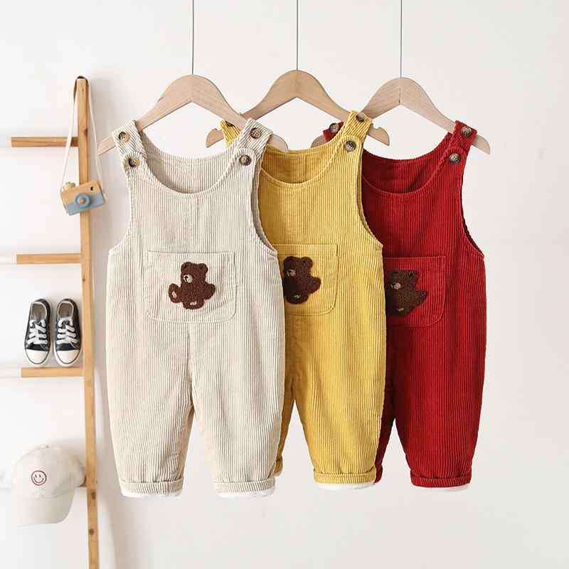 子供服 ベビー キッズ コーデュロイ サロペット ロングパンツ 冬 男女兼用 かわいい 80 90 100 110 120 ベージュ イエロー レッド