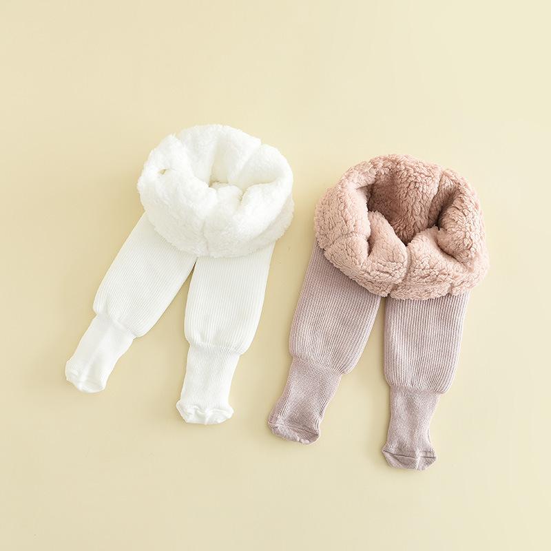子供服 タイツ キッズ 女の子 裏起毛 レギンス ベビー 一体型 厚手 無地 スパッツ ピンク ホワイト グレー ブラック あったか 秋冬 6-12ヶ月 1-2歳 2-4歳 4-6歳 6-8歳 9-12歳