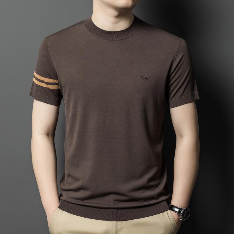 Tシャツ メンズ 男性用 接触冷感 ニット トップス カットソー 半袖 カジュアル 丸首 吸湿速乾 薄手 サマーニット