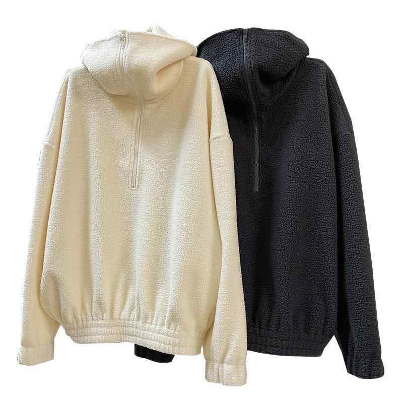 トレーナー レディース 韓国風 レトロ ファッション 暖か フリース プルオーバー 柔らか トップス 厚手 翻領 無地 ドロップショルダー 秋冬 10,562円