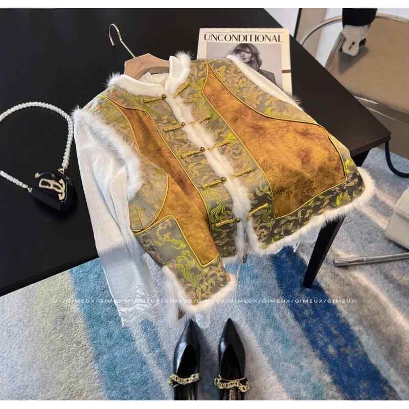 ベスト レディース 中国風 トップス セット 春秋 ポリエステル ジャカード 提花 チャイナ風 レトロ S M L XL 7,899円