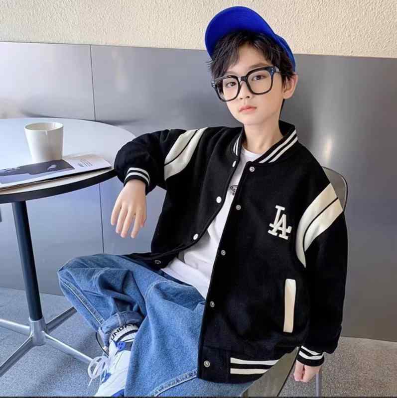 子供用野球ジャケット キッズ 男の子 アウター 女の子 春秋 ジャンパー コート 中大童 8歳以上 140cm以上 長袖 コットン混紡 ポリエステル ブラック 配色 4,389円