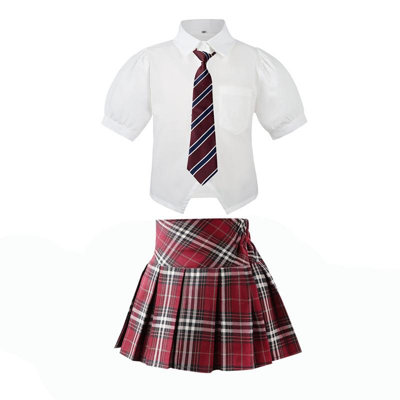 子供用セットアップ 女の子 夏服 JK制服風 スカート 2点セット キッズ プリーツスカート 子供服 サマースーツ かわいい 通学着 ガールズ 普段着