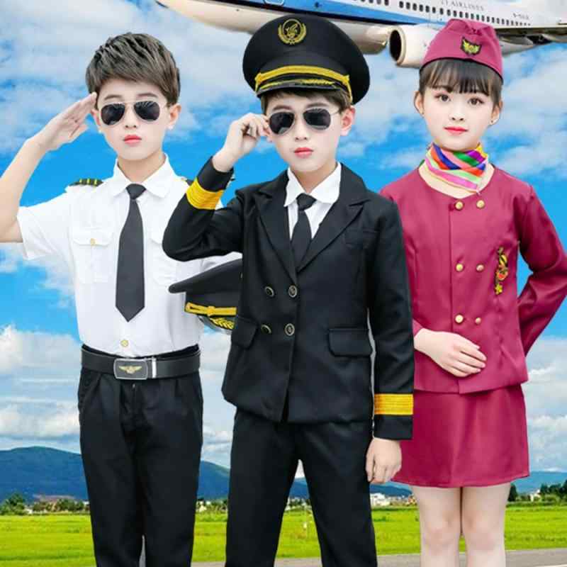 子供 飛行士 制服 キッズ 航空 パイロット コスチューム 演出 衣装 空姐 コスプレ 宇宙服 ダンス 服 男の子 女の子 親子 軍装 スタイル 柔軟 素材 ポリエステル 繊維 オールシーズン 速乾 体操服 短袖 短パン 長袖 シャツ パンツ 帽子 肩章