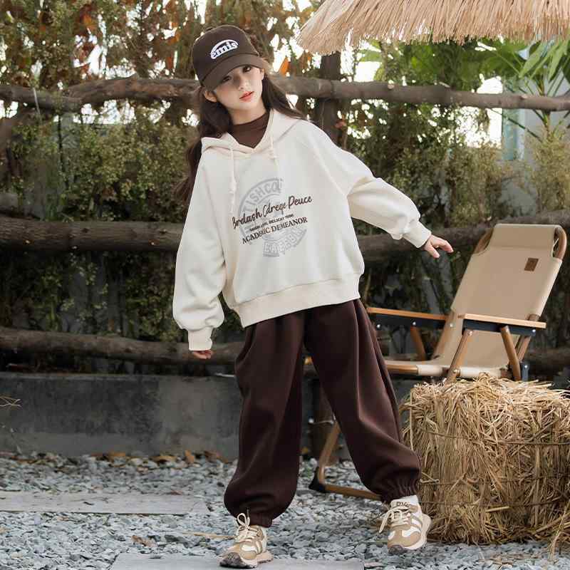キッズ パーカー ガールズ 子供服 トップス 春秋 長袖 フード付き プルオーバー スウェットシャツ 女の子 中学生 小学生 通学着 レジャー 普段着 綿 混紡 かわいい カジュアルスタイル