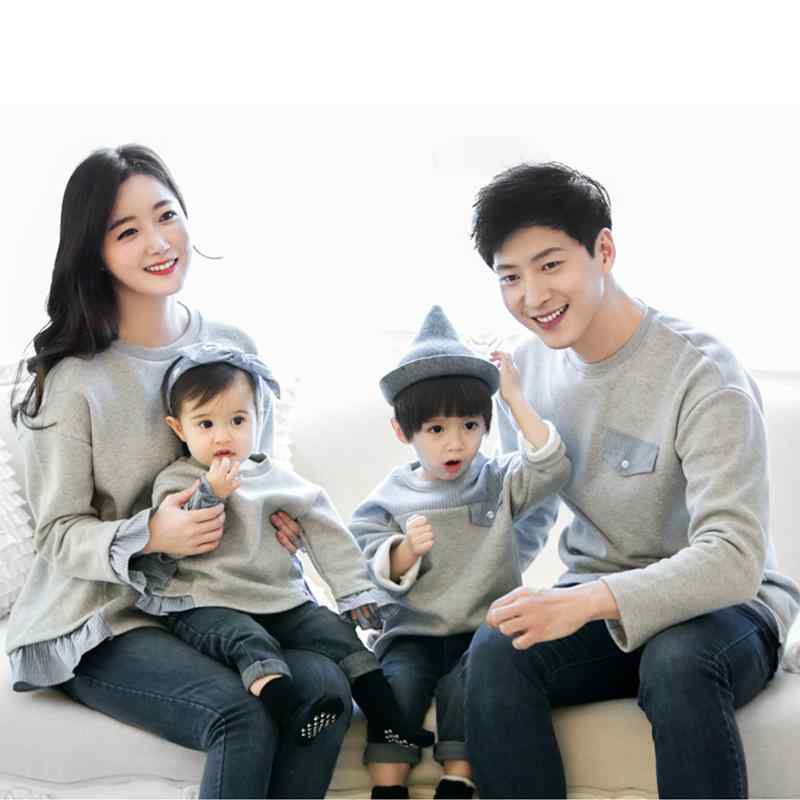 親子服 スウェットシャツ レディース メンズ キッズ 秋冬 裏起毛 厚手 韓国風 配色 長袖 トップス 家族お揃い カジュアル 普段使い 部屋着