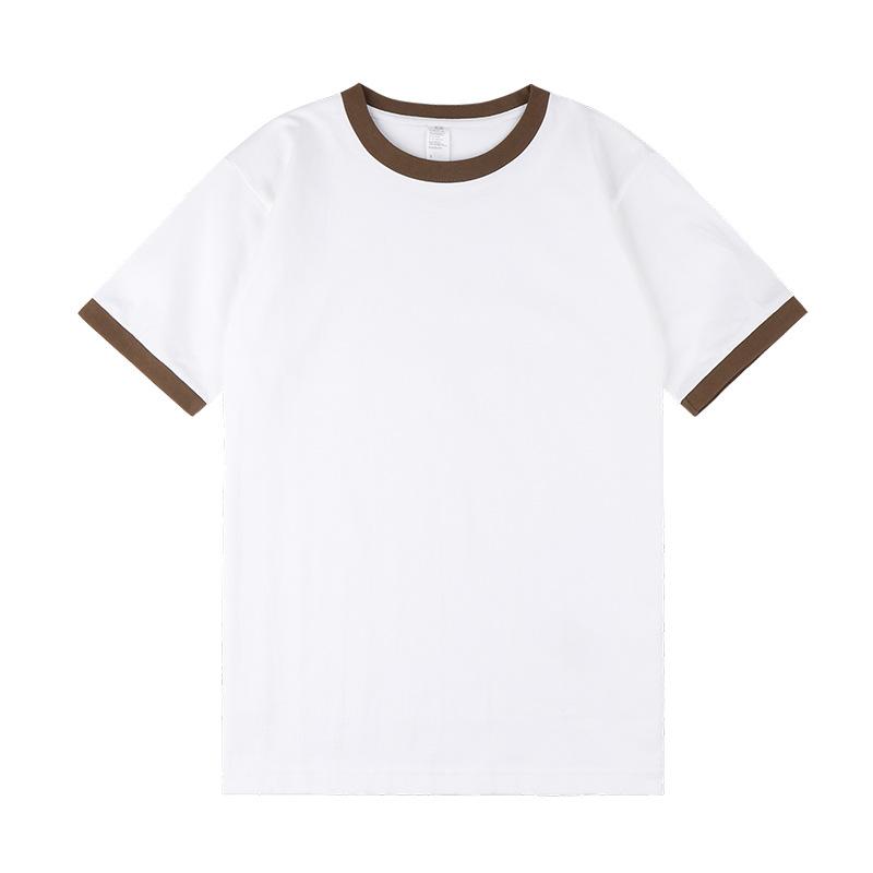 Tシャツ メンズ レディース 短袖 丸首 切り替え 純棉 コットン 100% 厚手 250g ゆったり ルーズフィット 日常 着用 ユニセックス カジュアル トップス 無地 シンプル コットン素材 快適 着心地 通勤 普段使い ティーン向け 青少年 幅広