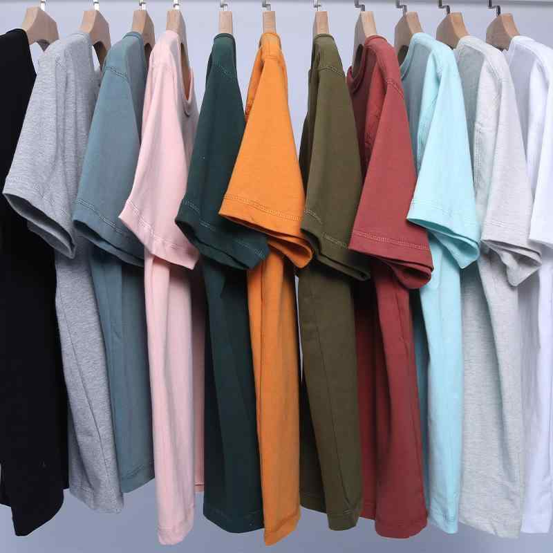 メンズ Tシャツ トップス 綿 100% 厚手 300g 裏起毛 透気性 防皺 耐摩耗 吸湿速乾 ゆったり シルエット 丸首 短袖 無帽 無領 セットアップなし オールシーズン 黒 黄色 ピンク 白色 軍緑 グレー 赤 緑 ブルー 黒 黄色 ピンク 白色