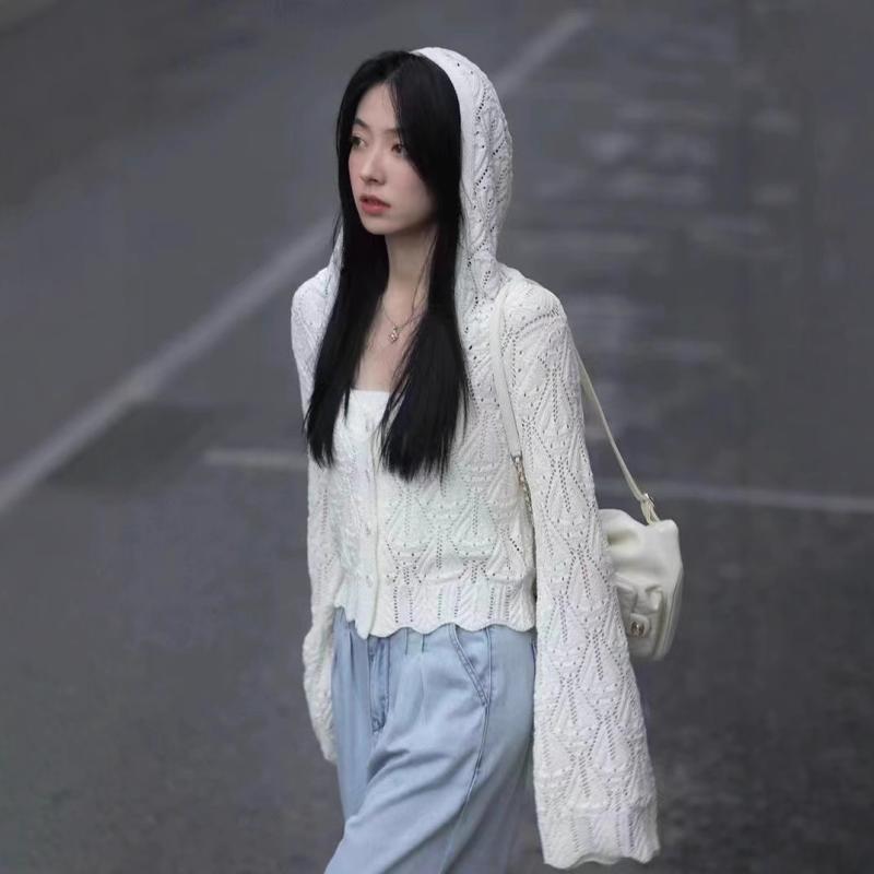 カーディガン レディース 薄手 ニット サマーニット 春夏 接触冷感 紫外線対策 冷房対策 長袖 トップス アウター