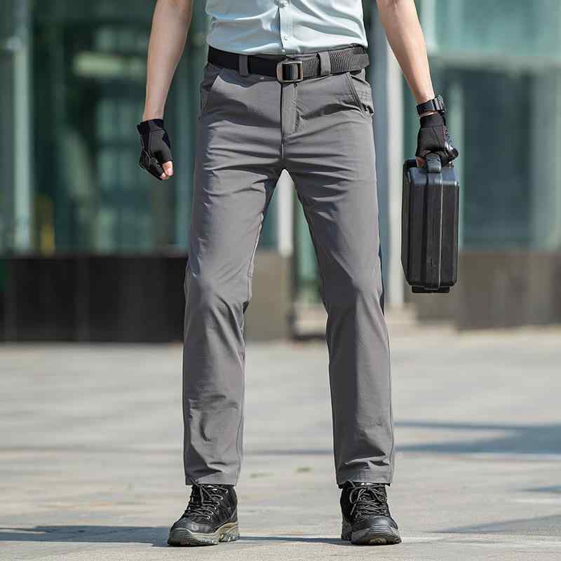 メンズ カジュアルパンツ タクティカルパンツ アウトドア 接触冷感 ストレッチ ロングパンツ ルーズフィット 薄手 無地 ブラック グレー