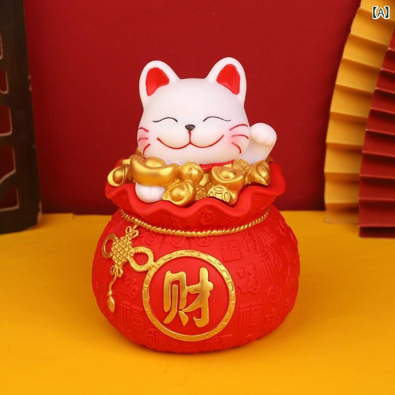 貯金箱 ラッキーアイテム 招き猫 樹脂製 オブジェ 大容量 インテリア雑貨 かわいい 縁起物 ホームデコレーション ギフト