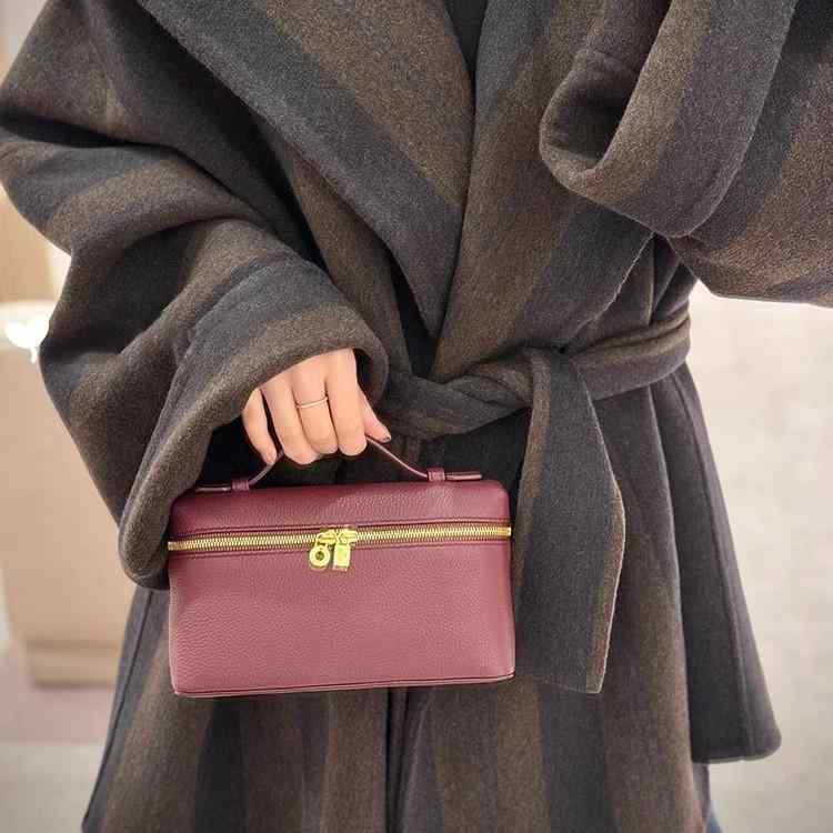 弁当箱 レディース ショルダーバッグ 本革 小さめ 斜めがけ バッグ 秋冬 ボルドー色