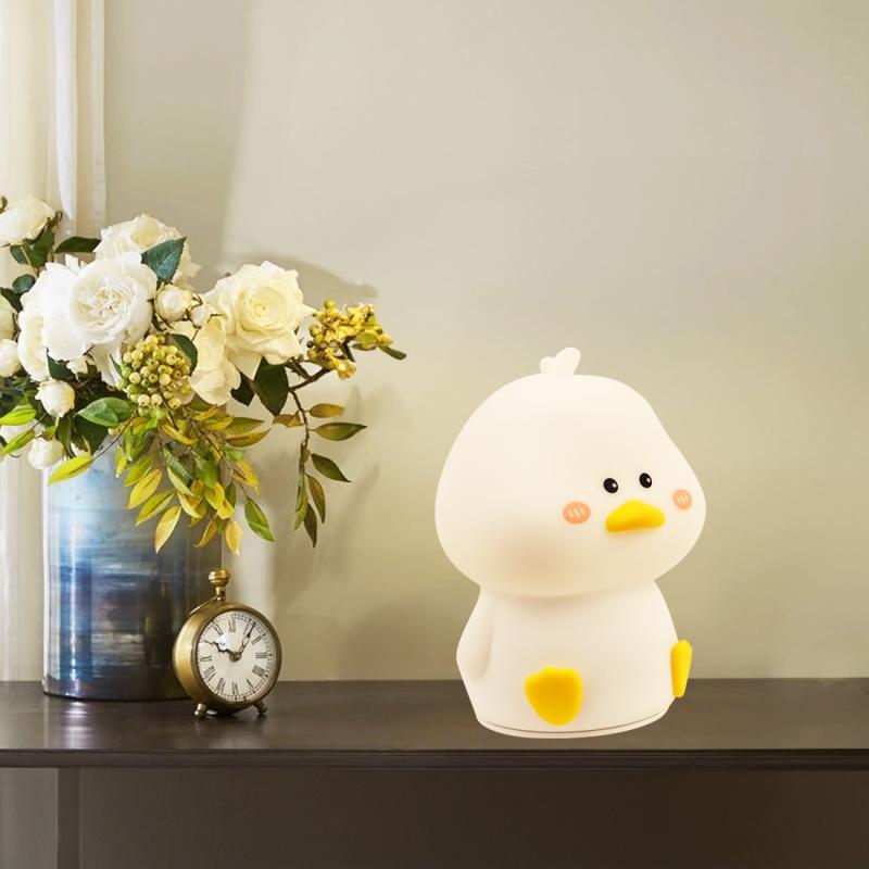 小夜灯 かわいい アヒル型 シリコン製 タッチセンサー式 USB充電式 リモコン付き ベッドサイドランプ 間接照明 授乳灯 常夜灯 インテリアライト