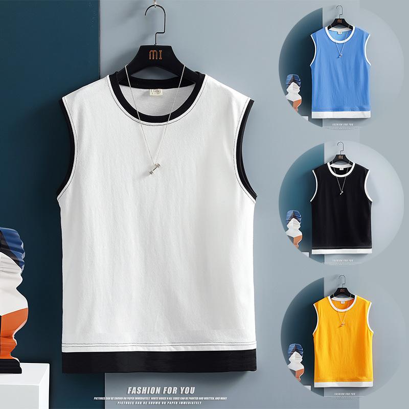 タンクトップ メンズ 男性用 ノースリーブ Tシャツ カットソー 綿 コットン 接触冷感 吸汗性 部屋着 ルームウェア スポーツ トレーニング ランニング 春夏