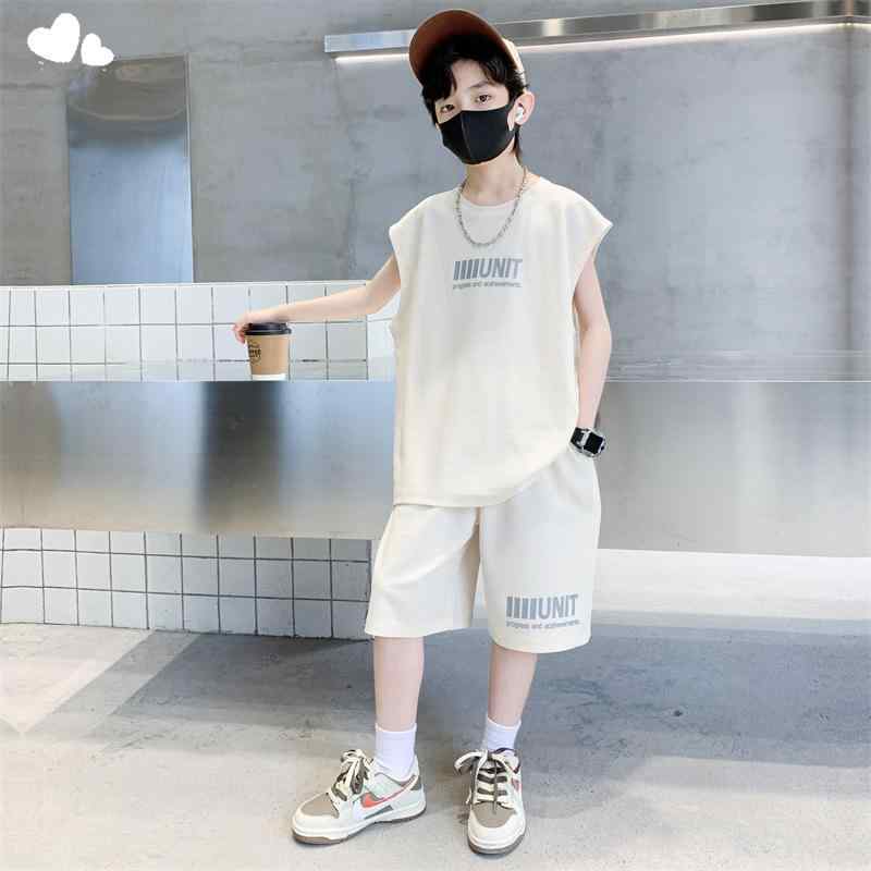 子供服 男の子 夏用 セットアップ 2点 上下セット 半袖Tシャツ 短パン ハーフパンツ 薄手 涼しい 普段着 部屋着 グレー系 オフホワイト 120 130 140 150 160 170