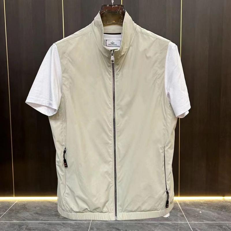 ベスト 男性用 ビジネスカジュアル ポリエステル 立襟 タイト 無地 米白色 黒 紺色 孔雀緑 M L XL 2XL 3XL 4XL