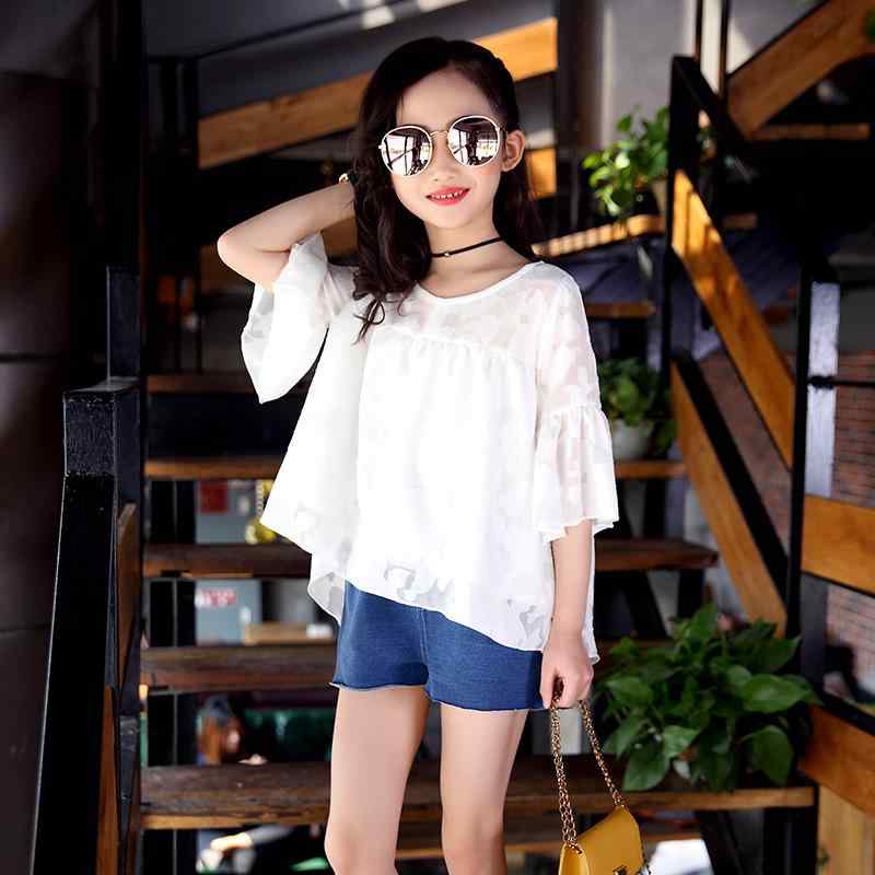 子供用セットアップ 女の子 夏物 レースTシャツ ショートパンツ 上下セット 8歳以上 中大 детская服 夏服 ガールズ 上下 セットアップ