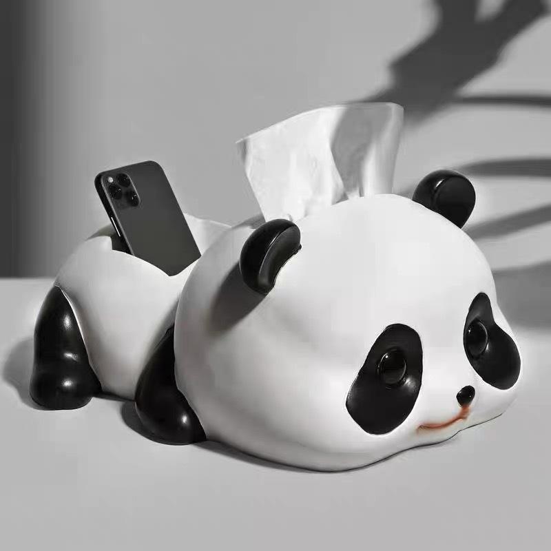 ティッシュボックス席 北欧 可愛らしい ジャイアントパンダ 卓上 小入れもの リビング 夕めし 室内装飾 雑貨 脂製