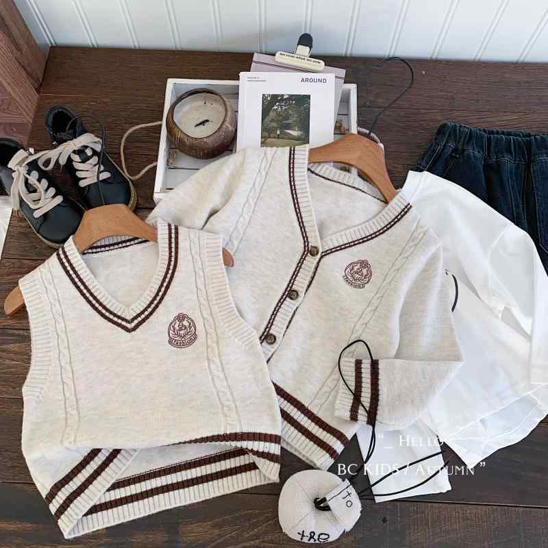 子供服 ニットベスト 春秋 男女兼用 ストライプ Vネック セーター カーディガン トップス 普段着 かわいい 90 100 110 120 130 140cm