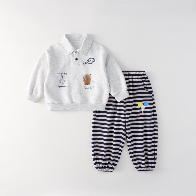 子供用セットアップ 春秋 上下セット 男女兼用 ストライプ トレーナー パンツ 2点セット 運動着 ボーイズ ガールズ 幼児 小学生画像