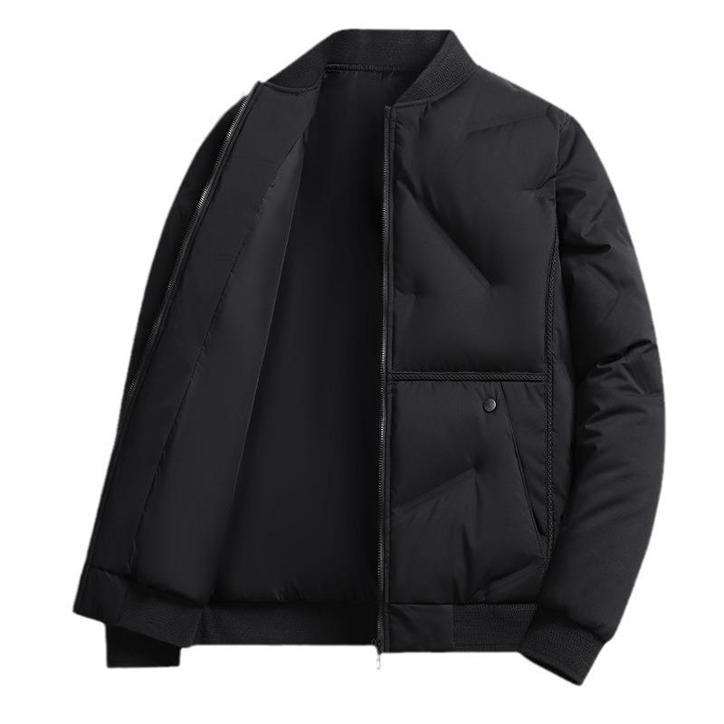 羽?ジャケット 男性用 ブルゾン ジャンパー 中年 ・碧・碧 冬季用 厚手 あったか 防寒 灰色 ダックダウン ゆったり リラックスフィット カキ色 黒 青色｜シャドーテール