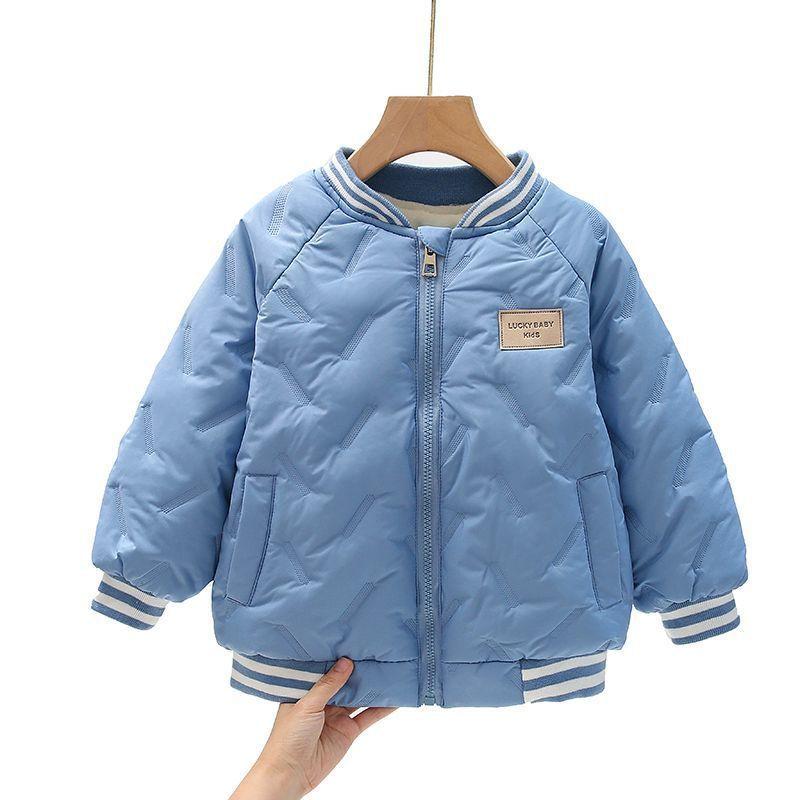子供用綿入りジャケット キッズ 男女兼用 中綿入り アウター 厚手 防寒 140cm 150cm 160cm 子供服 無地 ラウンドネック スナップボタン あったか 裏起毛 普段着 通学着