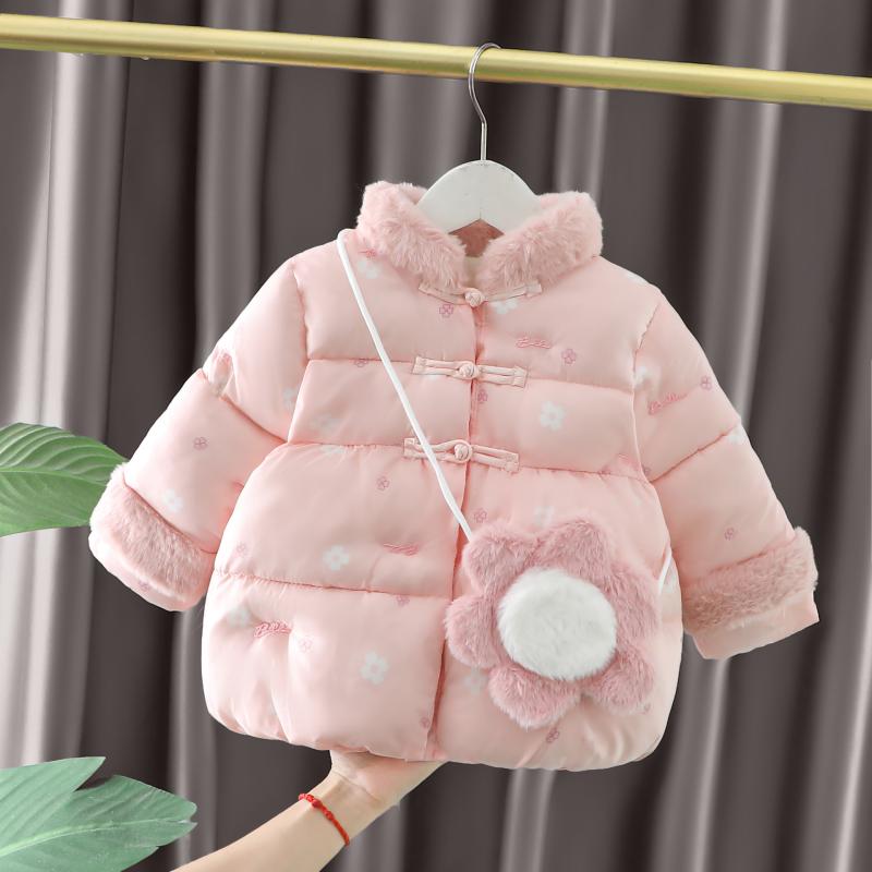 ベビー服 ガールズ 中綿ジャケット 秋冬 花柄 かわいい 綿100% 厚手 アウター 女の子 幼児 80cm 90cm 100cm 110cm 120cm
