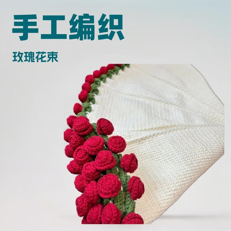 ブランケット 手編み 胸花 差しわたし150珊（99?花） 花束風 花柄 象牙色 肩掛け 膝掛け 軽さ 歳月 その他-日用品雑貨・文房具・手芸