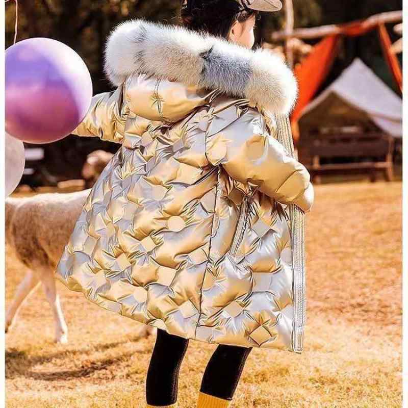 子供用 中綿コート 女の子 洗える ポリエステル綿 厚手 ガールズ アウター 取り外し可能 フード付き フェイクファー襟 シャンパン色 ブラック ブルー 無地 120 130 140 150 160 170