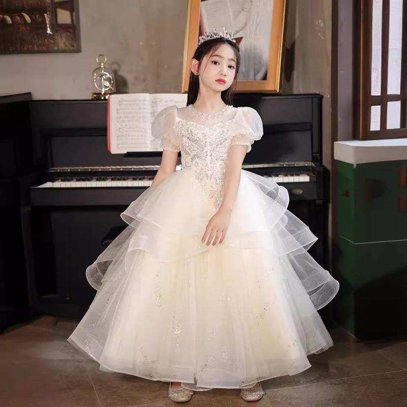 子供用フォーマルドレス 春夏 子供服 ガールズ プリンセスドレス ピアノ 発表会 演奏会 結婚式 パーティー シャンパンカラー 100cm 110cm 120cm 130cm 140cm 150cm 160cm｜シャドーテール 7,156円