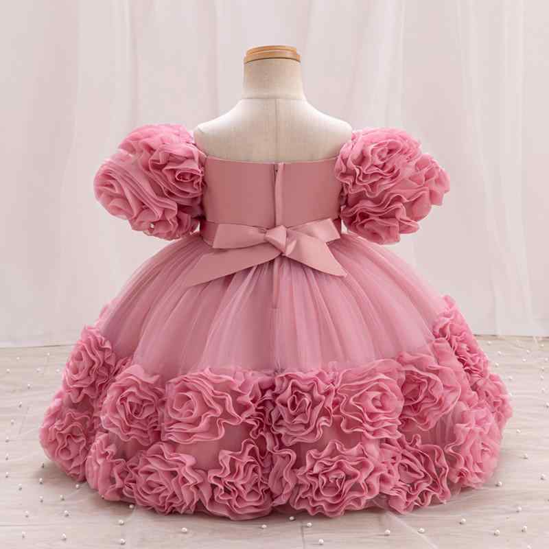 子供用ドレス ベビー用ドレス プリンセスドレス 礼服 花飾り スパンコール ピアノ 発表会 演奏会 女の子 チュールスカート Aライン 80cm 90cm 100cm 赤 ピンク 青 緑 白