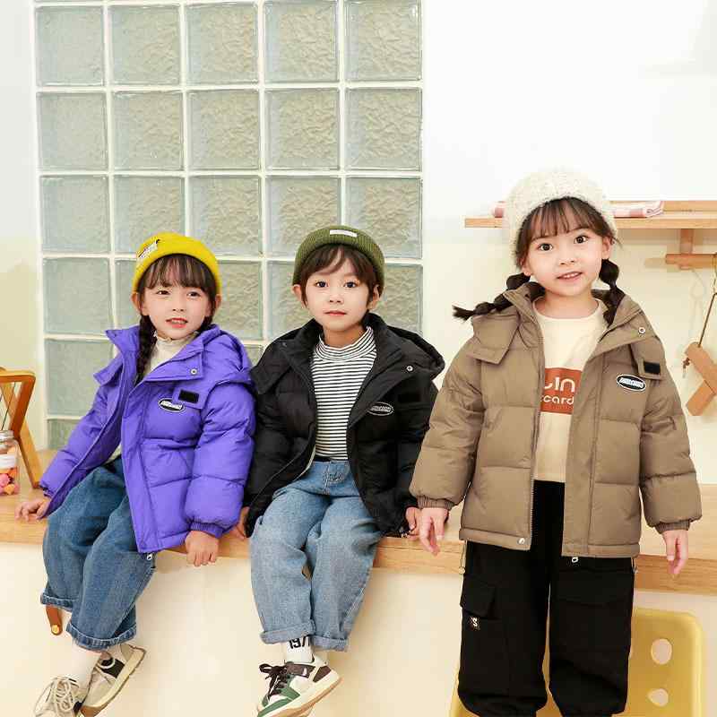 ダウンジャケット キッズ 男女兼用 子供服 中綿 コート 秋冬 防寒 撥水 厚手 アウター パープル カーキ ブラック