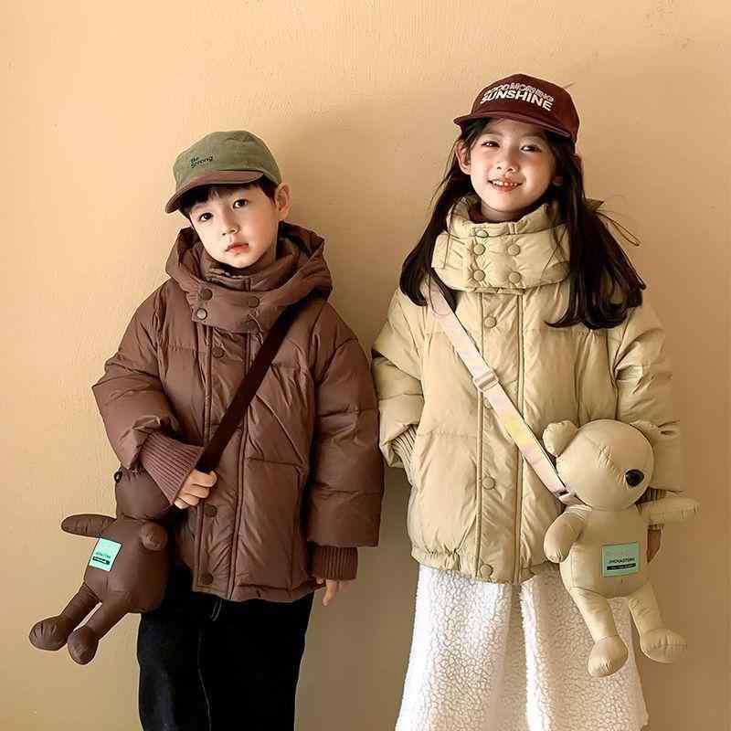 子供服 アウター ダウンジャケット 秋冬 中 крупный размер 子供用 男の子 女の子 ショート丈 フード付き 厚手 90% ダウンジャケット ホワイト系 ブラウン系 ブラック系