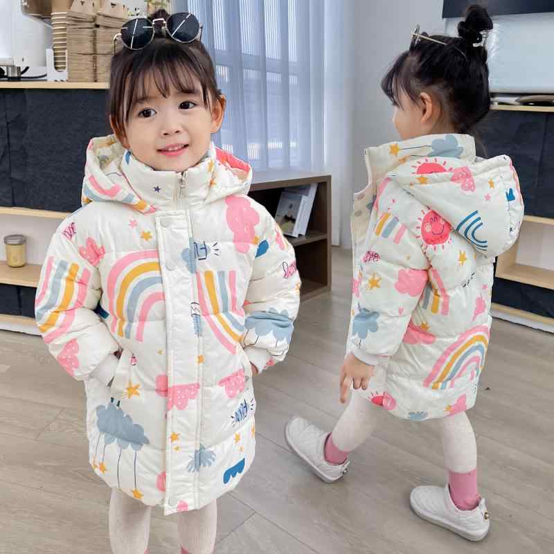 子供用中綿コート 男女兼用 ベビー 虹色 月柄 高襟 90cm 100cm 110cm 120cm 130cm 140cm 防寒 普段使い
