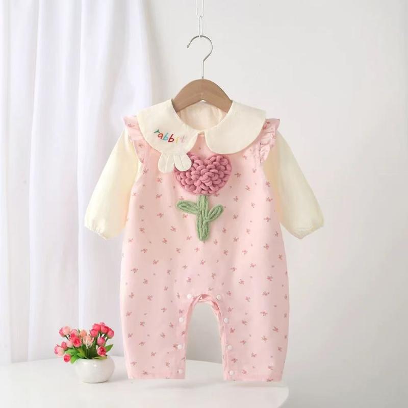 ベビー服 上下セット 春秋 長袖 トップス パンツ 2点セット 綿100% かわいい ピンク系 外出着 普段着