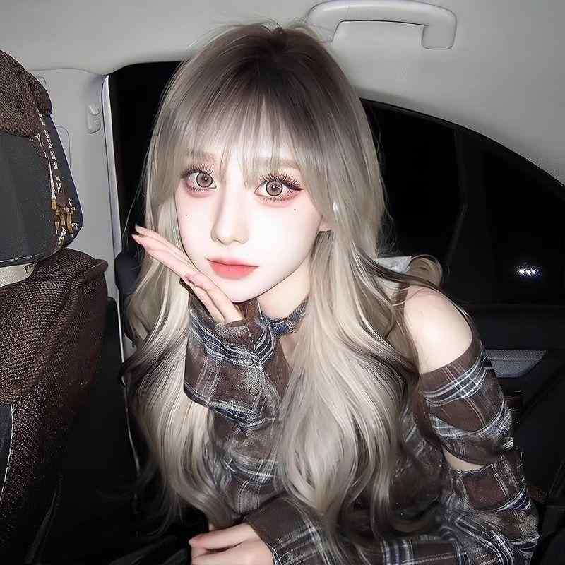 ウィッグ レディース グラデーション ロング 巻き髪 フルウィッグ ぱっつん前髪 自然 かわいい おしゃれ コスプレ ファッション イメチェン イベント パーティー
