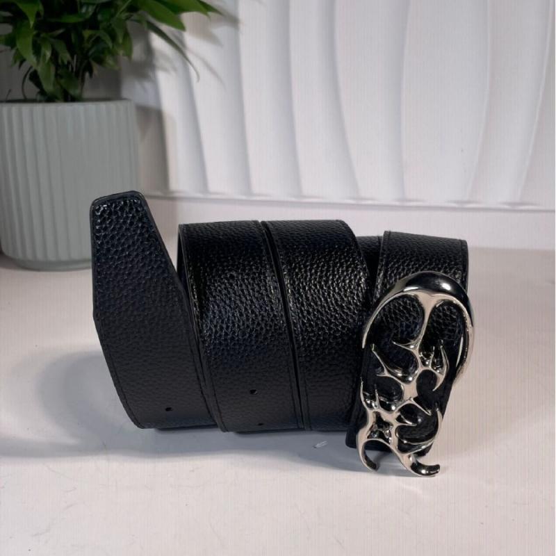 ベルト 男性用 パンク風 異形 気眼 ハトメ 穴あき スタッズ PUレザー 合金製 ピンバックル ブラック ヒョウ柄 レオパード柄 4,210円