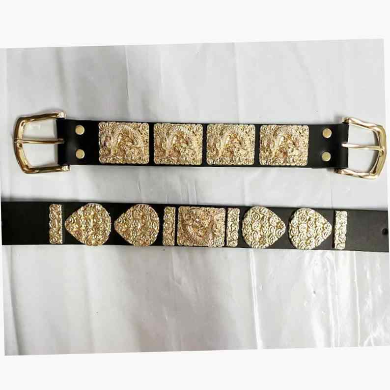 ベルト メンズ レザー ドラゴン 龍 紋様 ウエストバンド 合金 バックル 太め 人工皮革 個性的 コスプレ 衣装 アクセサリー ブラック