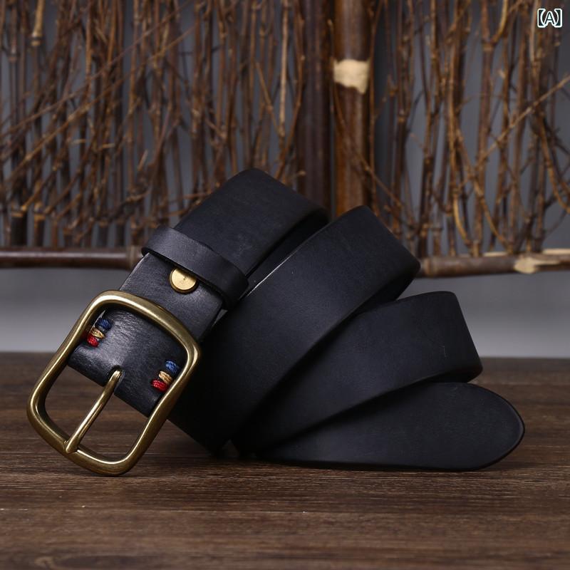 胴締め メンズ イタリアンなめし革 朦々たる 牛皮 本革 金管楽器バックル ビンテージ製作 ジーンズ デニム ジーパン アメカジ 細工物 心地好い