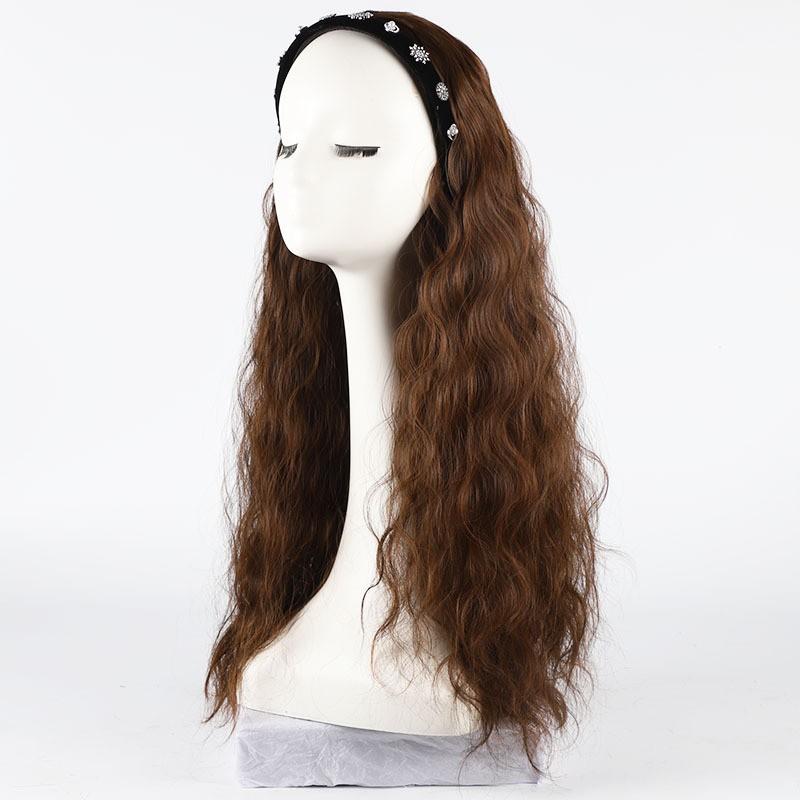 ウィッグ レディース 女性用 ロングヘア 付け毛 ヘアバンド付き ファッション 巻き髪 カール 自然 黒髪 茶髪 おしゃれ イメチェン